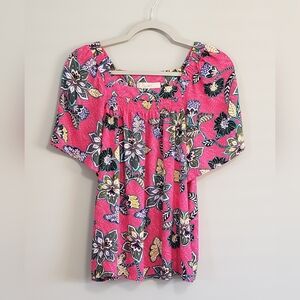 Loft Hibiscus Flutter Sleeve Square Neck Size XS